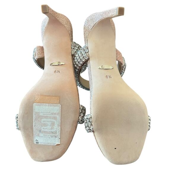 Badgley Mischka Sade Jeweled Double-Band Stiletto Heels Blush Gold NEW Size 6.5 - Picture 9 of 10
